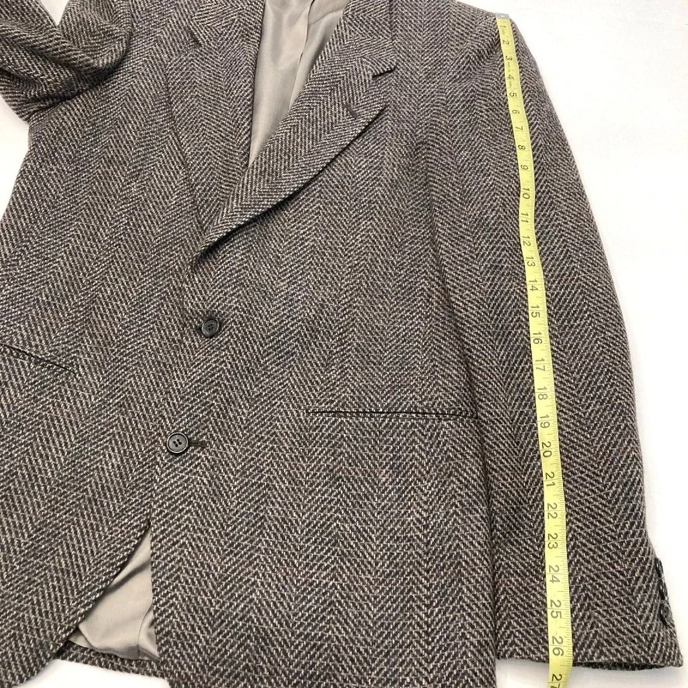 Pierre‎ Cardin 40L Gray 100% Wool Tweed Blazer Sport Coat Jacket